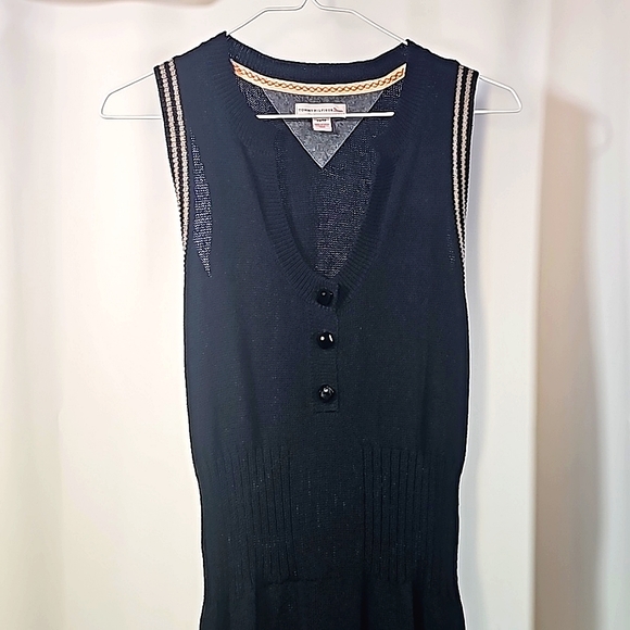 Tommy Hilfiger Denim| Vintage Stretch Knit Sweater Vest Midi Dress |Black&Tan XS - Picture 3 of 9